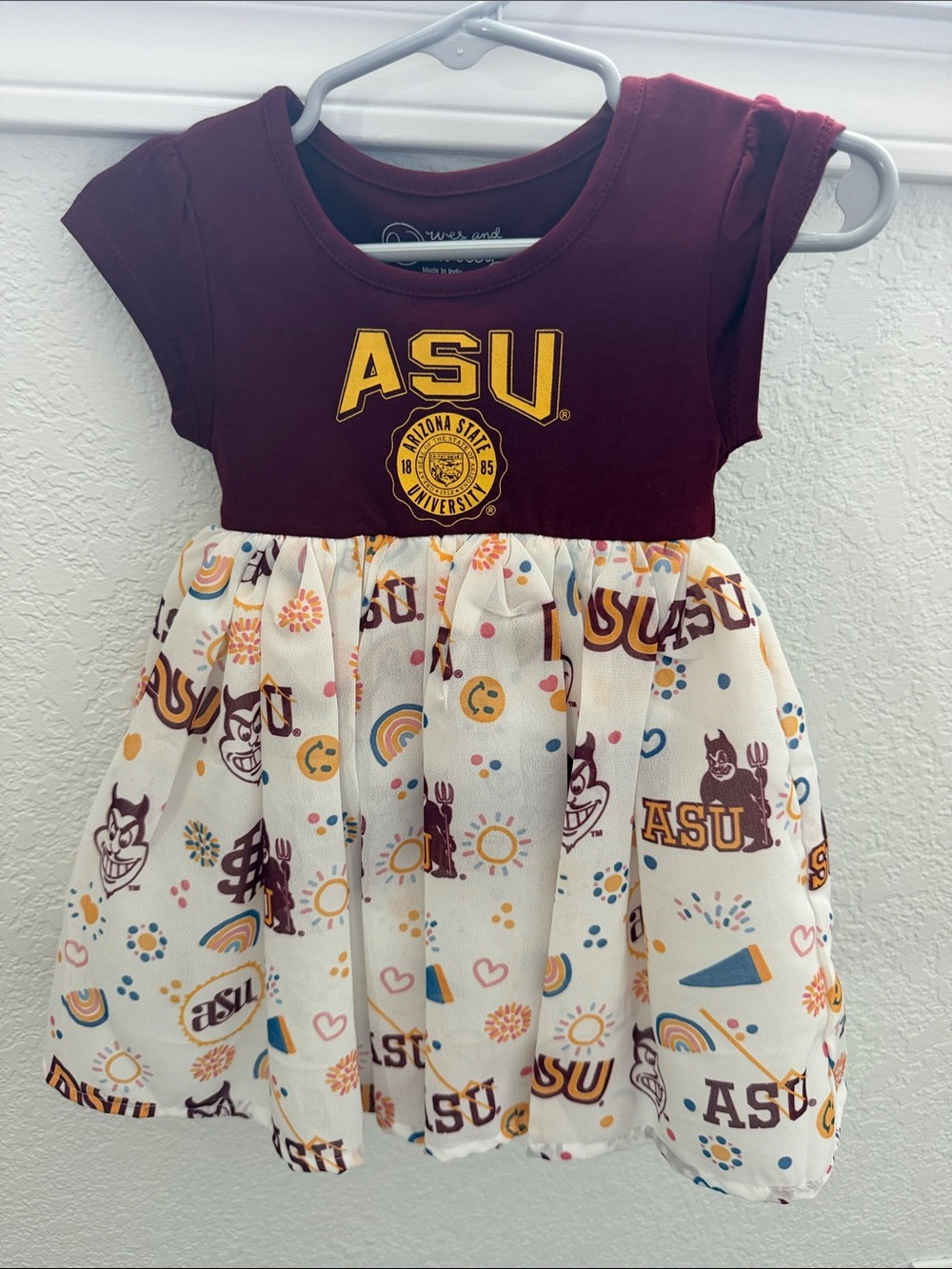 Maroon and Cream Kids Dress - Arizona State University 12mo